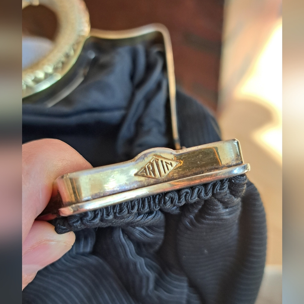 Rare Antique Black Gilt Sterling Silver Opera Bag - Picture 6 of 6